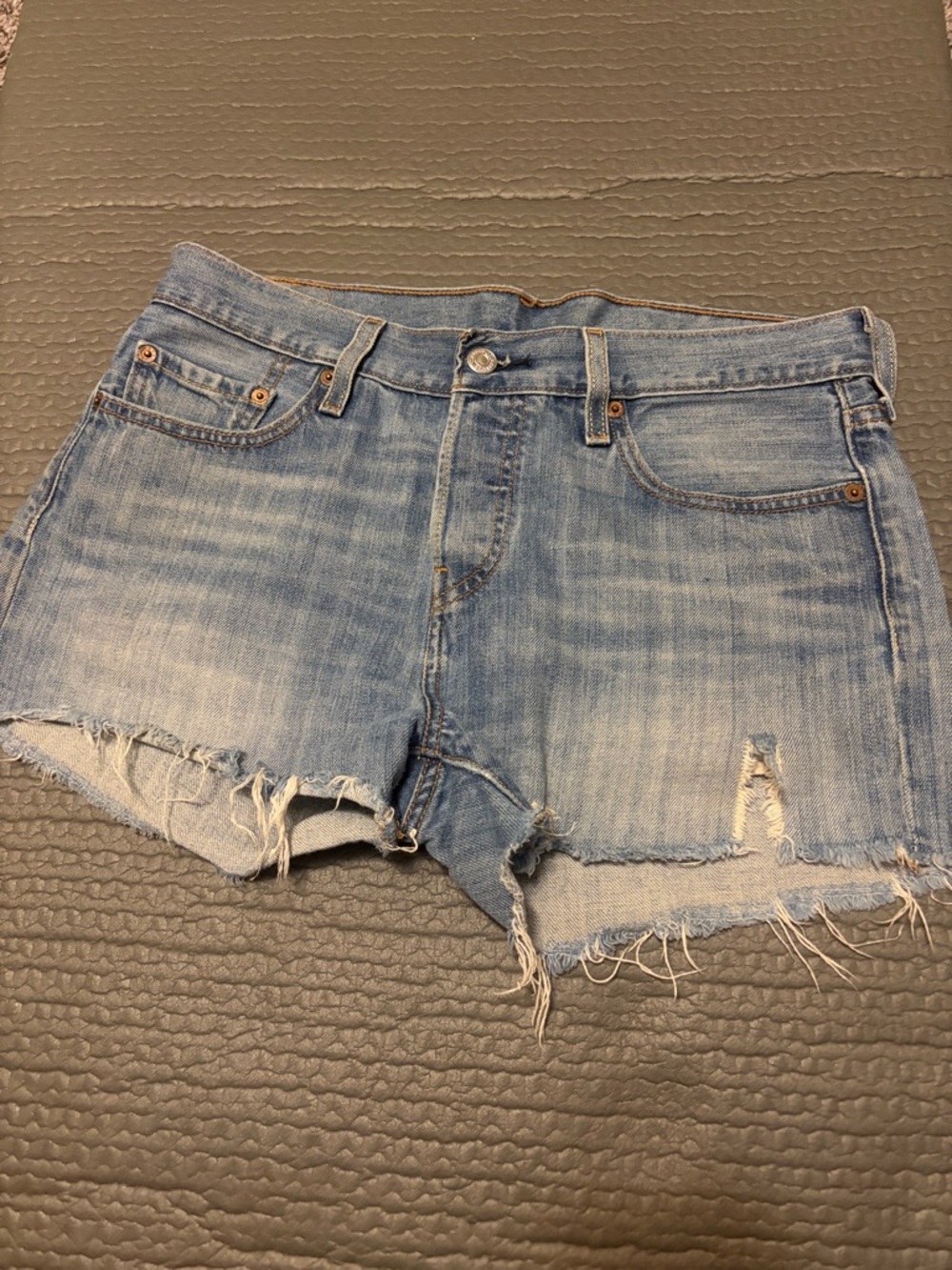 Levi's Light Blue Distressed Denim Cutoff Shorts